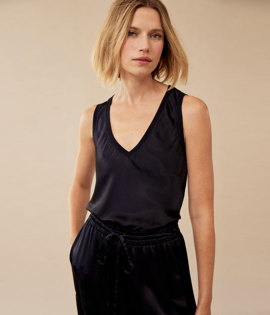 Liz Satin V-Neck Tank