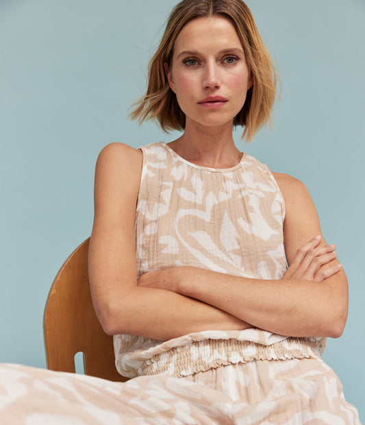 Janelle Printed Tie Neck Tank