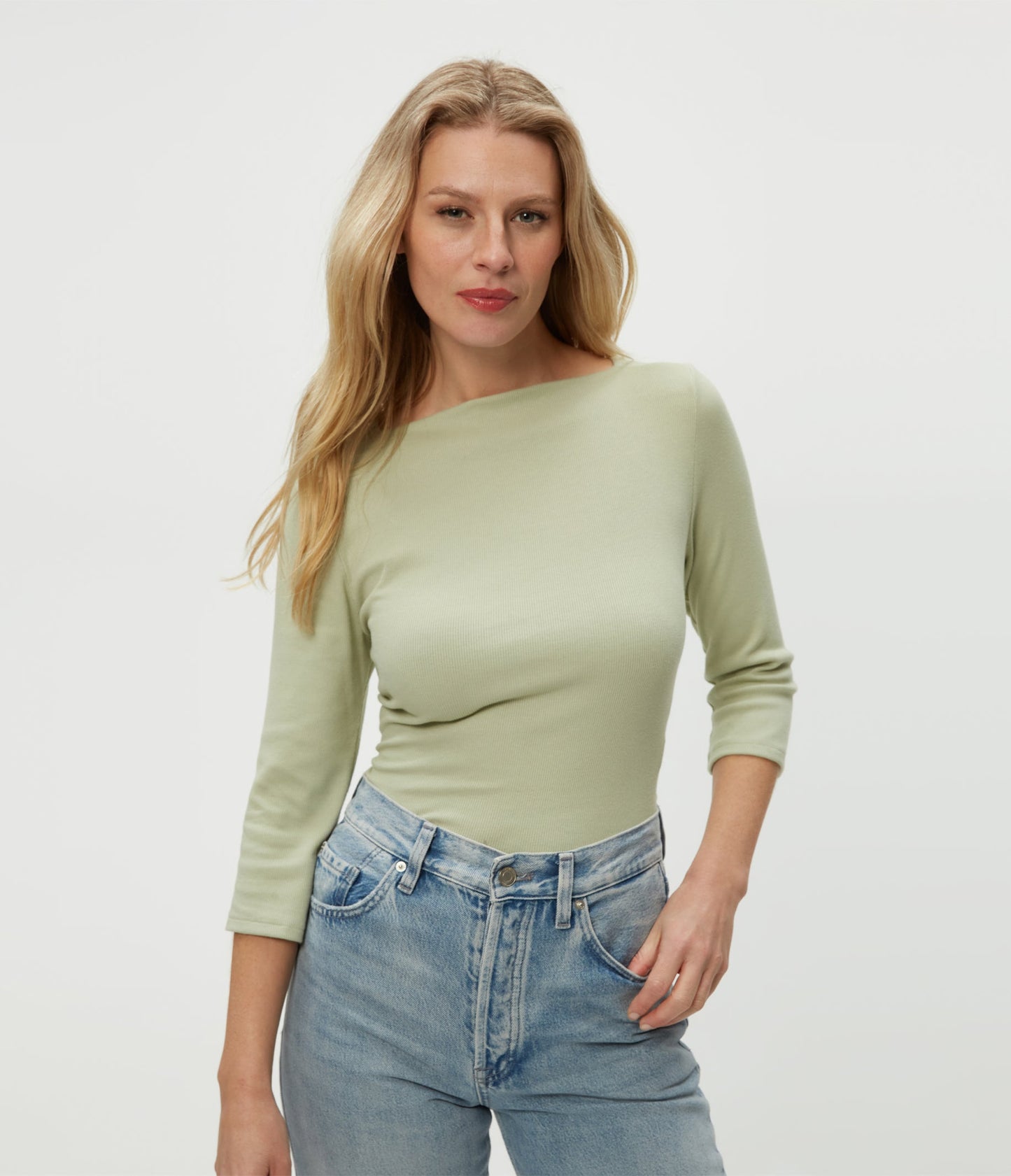 Asha 3/4 Sleeve Straight Neck Top