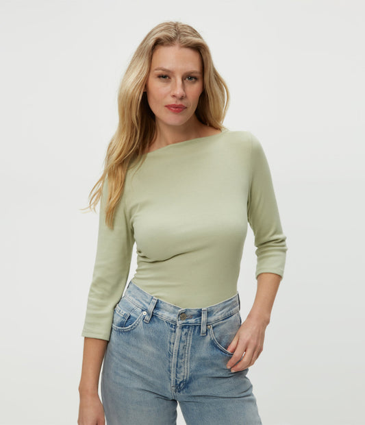 Asha 3/4 Sleeve Straight Neck Top