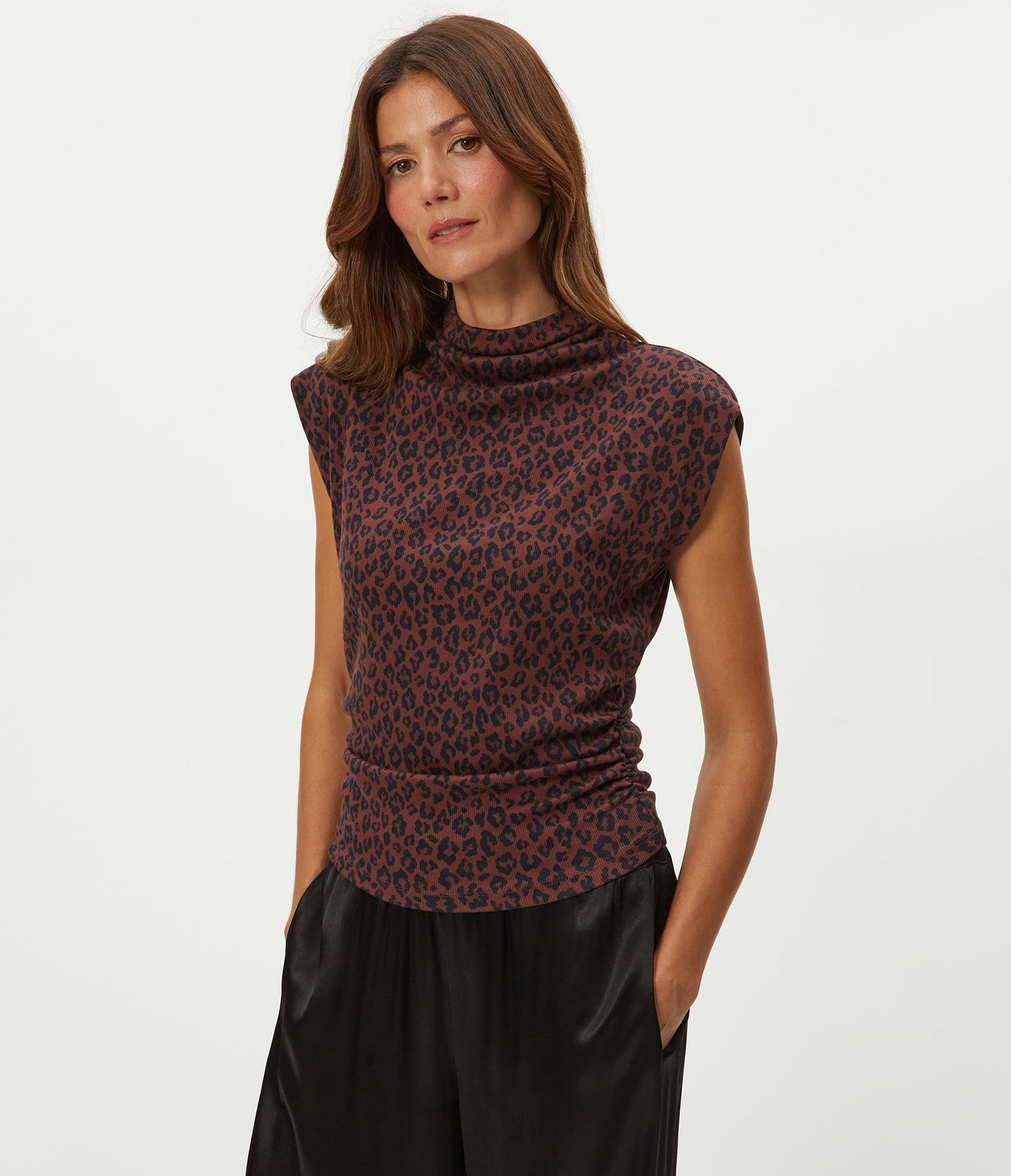Amara Leopard Print Power Shoulder Tee