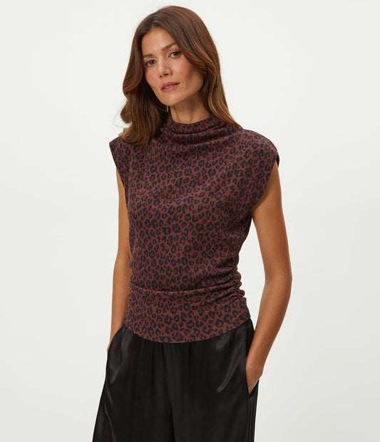 Amara Leopard Print Power Shoulder Tee