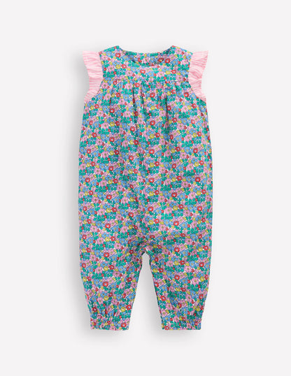 Ruffle Sleeve Romper-Multi Flowerbed