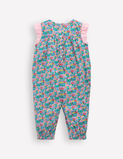 Ruffle Sleeve Romper-Multi Flowerbed