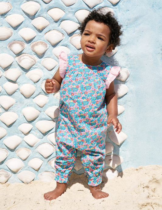 Ruffle Sleeve Romper-Multi Flowerbed
