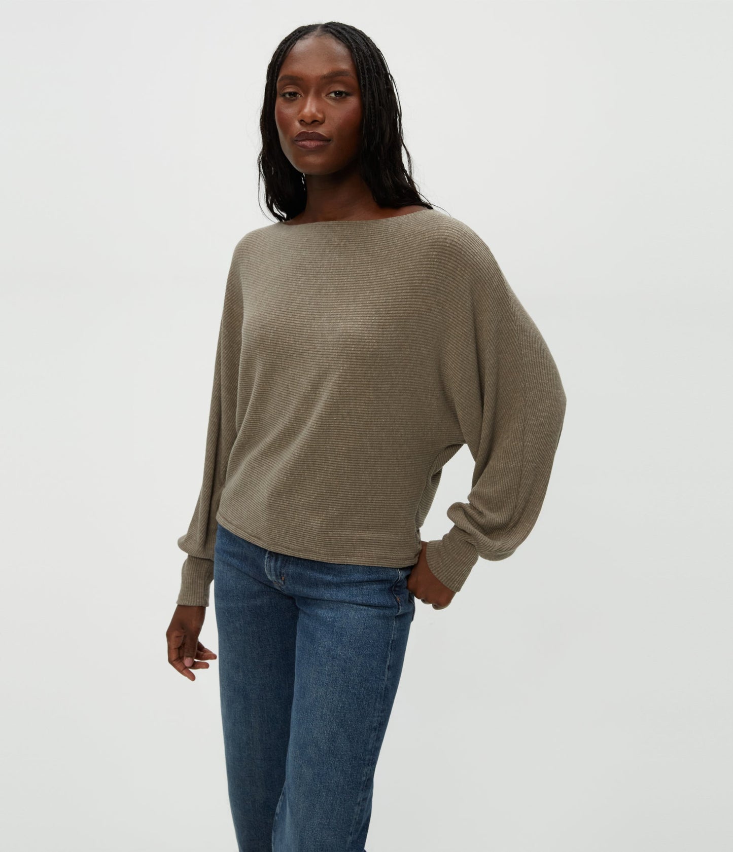 Roxy Balloon Sleeve Ribbed Top