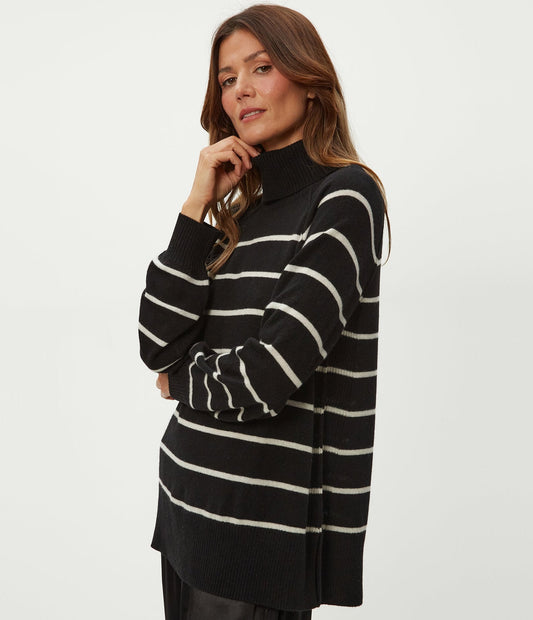 Tegan Striped Cashmere Turtleneck