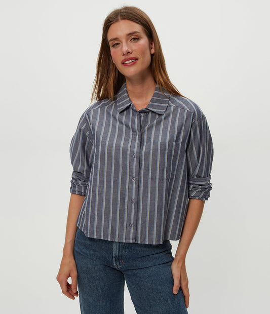Scarlet Cropped Button Down Shirt