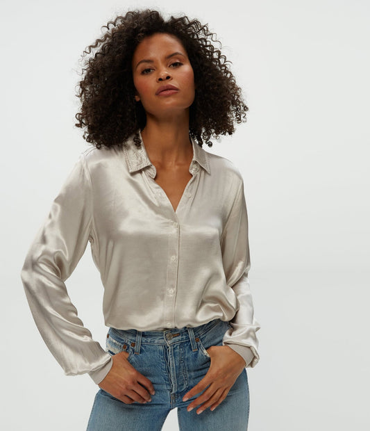 Meredith Satin Button Down Shirt