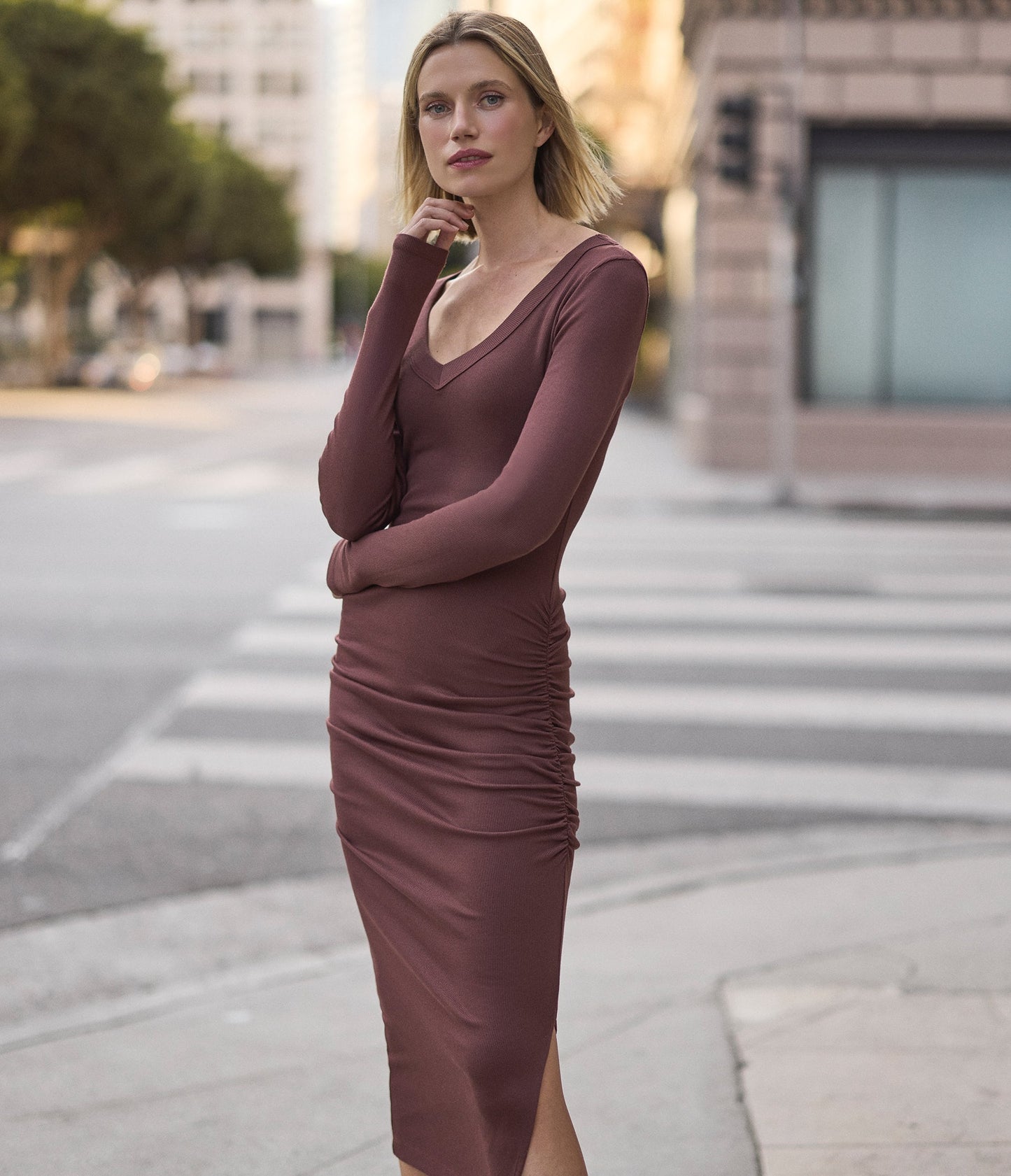Nova Ribbed V-Neck Dress