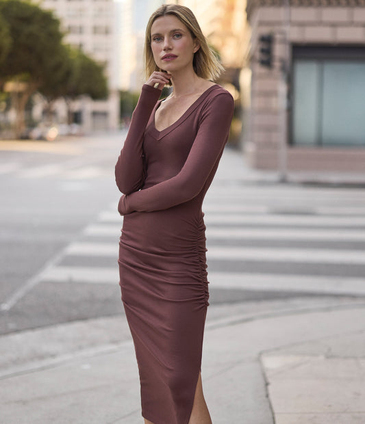 Nova Ribbed V-Neck Dress
