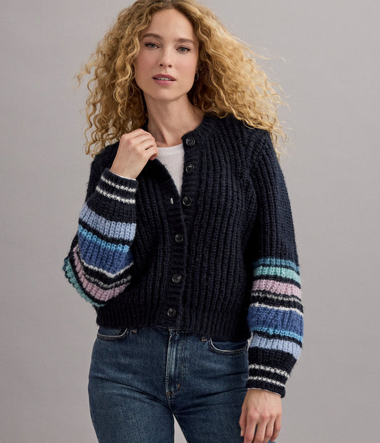 Lumi Striped Crew Cardigan