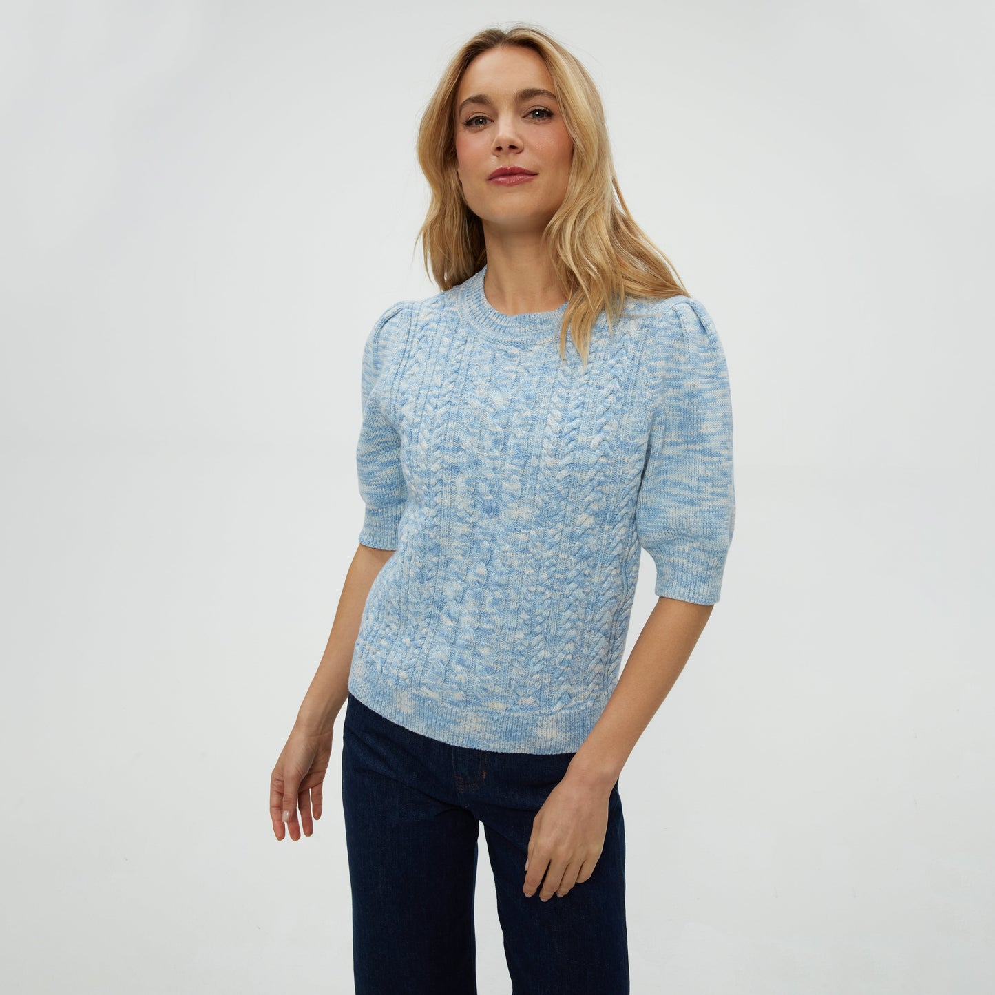 Elaine Mixed Puff Sleeve Pullover
