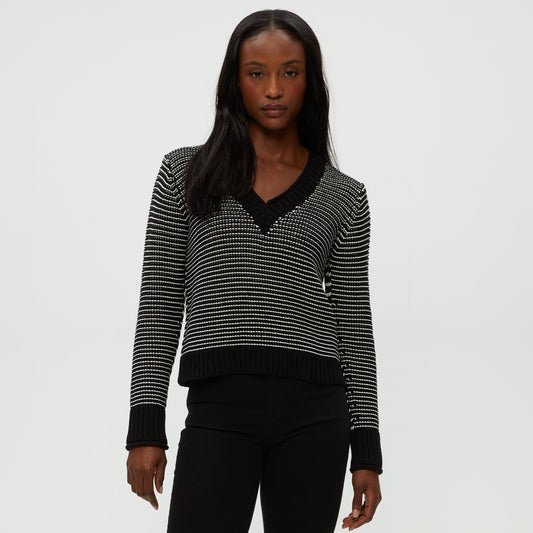 Linda Striped V-Neck Pullover